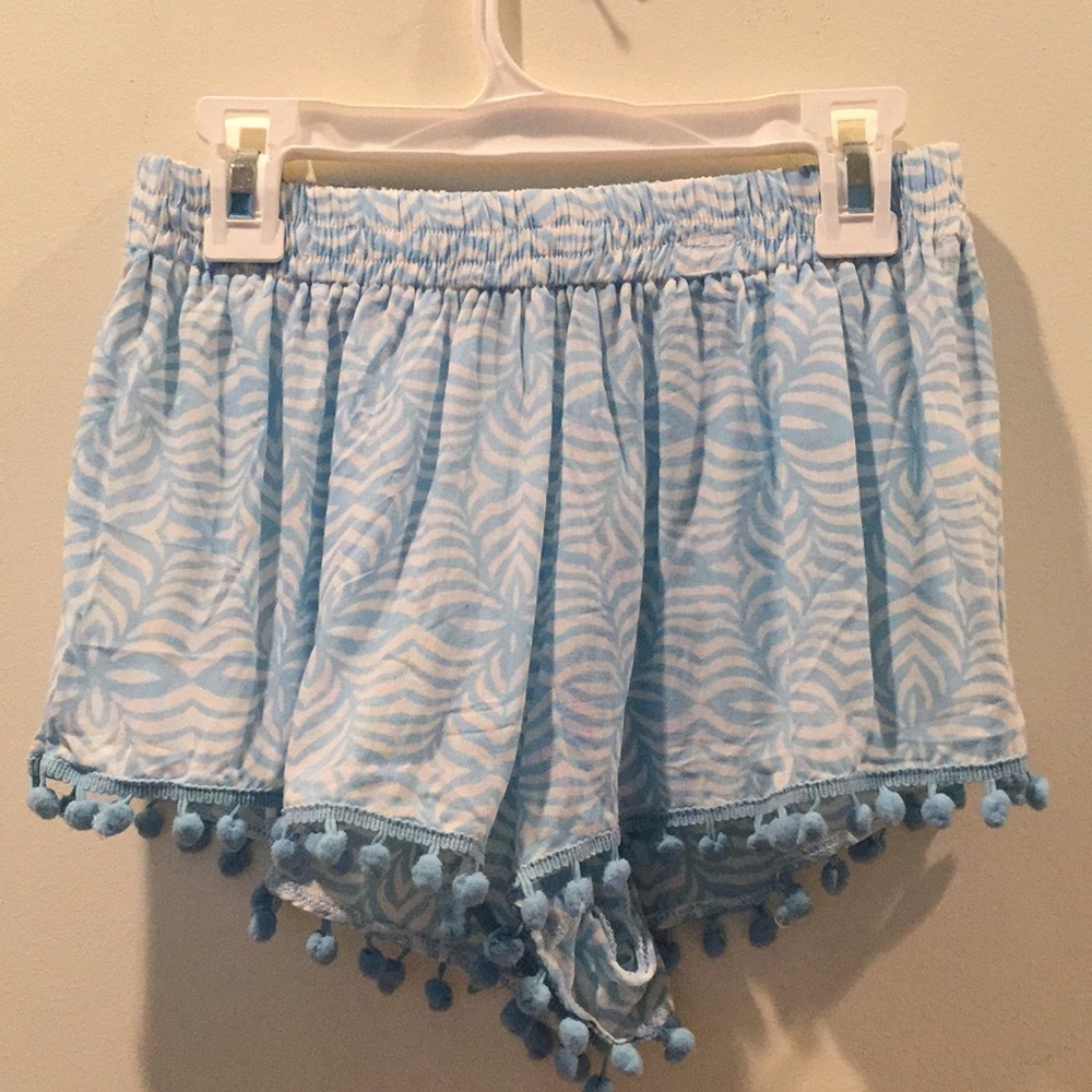 Blue and white flowy shorts